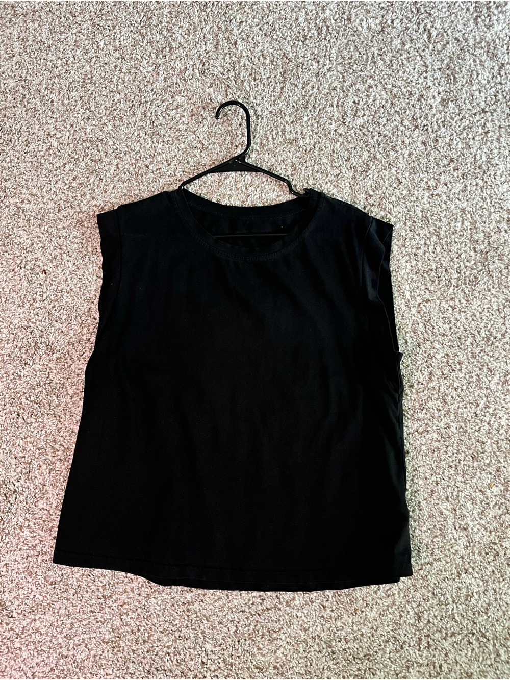 Sleeveless Black Crewneck Women's Tank Top